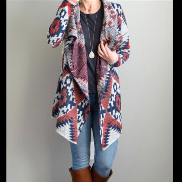 RD Style Sweaters - Stitch Fix RD Style Gray Western Tawny Oversized Open Medium Cardigan Sweater